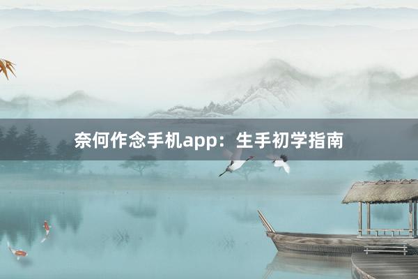 奈何作念手机app：生手初学指南